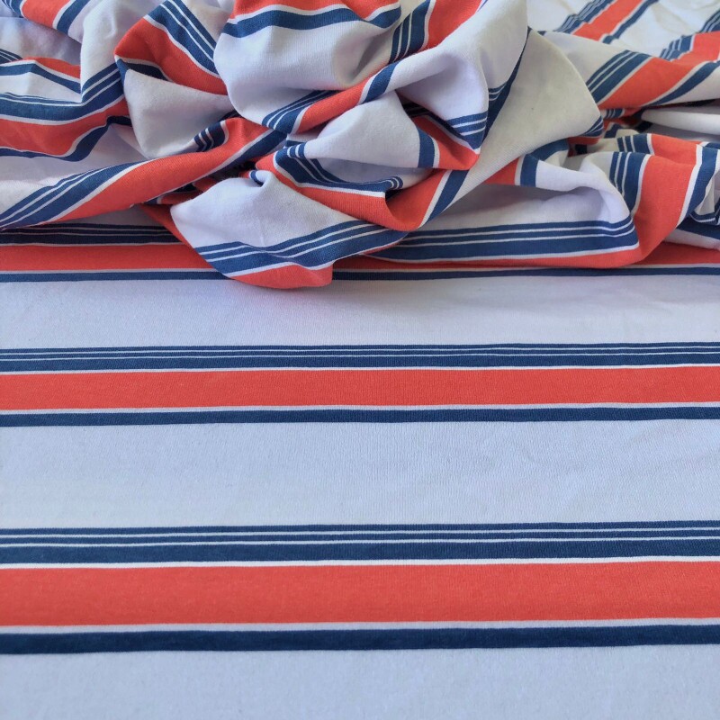Malha de Algodão Vermelho / Azul / Branco 